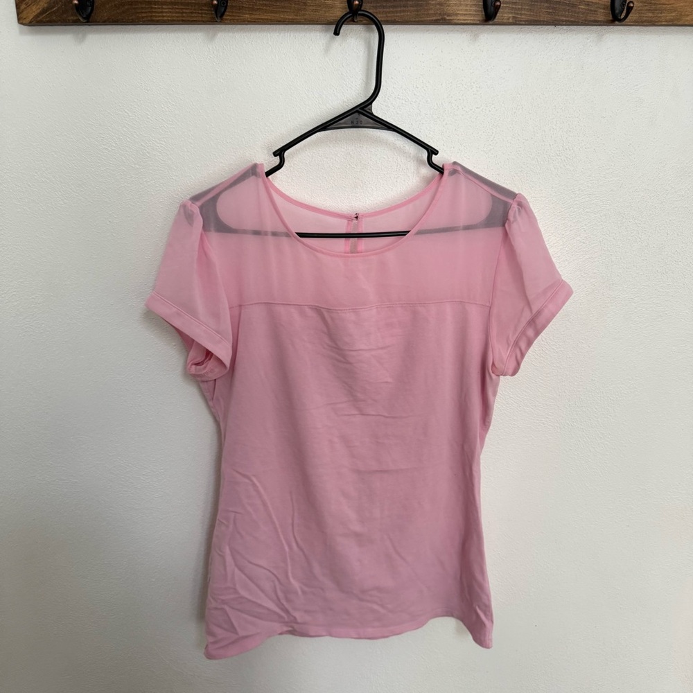 Express Pink Sheer Panel Women's Top